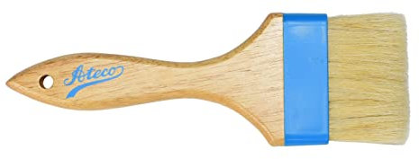 Ateco 60230 Backpinsel, 7,6 cm breiter Kopf mit natürlichen weißen Wildschweinborsten, Verbundzwinge und Holzgriff, holz, braun