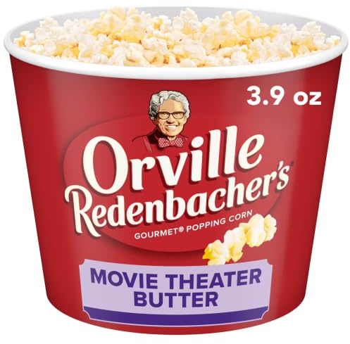 Orville Redenbacher’s Popcorn + Tub, Movie Theater Butter Flavor, 3.9 oz. | Gluten-free; movie theater butter popcorn & tub; great for movie night & entertaining; perfect for after-school snacking