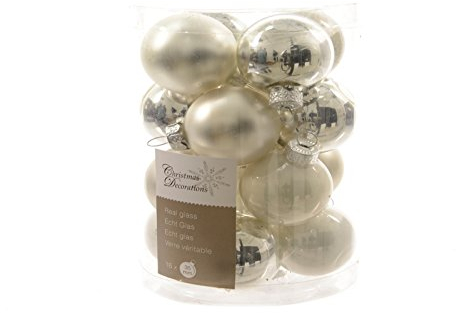 Kaemingk Weihnachtskugeln Christbaumschmuck Mini Silber weiß 16Stück