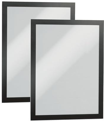 Durable DURAFRAME 476801 Dokumentenschilderhalter, selbstklebend, magnetisch, Briefgröße 21 x 27,9 cm, Schwarz, 2 Stück