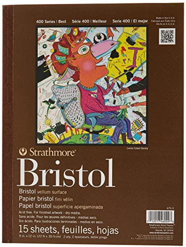 Strathmore (475-3 STR-475-3 15 Blatt Bristol Pad Pergamentpapier, 22,9 x 30,5 cm, Weiß, 9x12