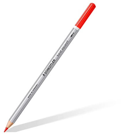 STAEDTLER aquarell Buntstifte karat aquarell, rot, wasservermalbare, weiche und farbintensive Mine, für unterschiedliche Trocken- und Nasstechniken, 6 Aquarellstifte im Kartonetui, 125-2