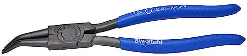 SW-Stahl 41310L Sicherungsringzange, gebogen, 220 mm I Chrom-Vanadium-Stahl I Sprengringzange innen gebogen I Seegeringzange I Montagezange sicherungsringe