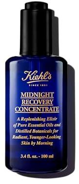 Kiehl's Midnight Recovery Concentrate Moisturizing Face Oil, Lightweight Facial Serum, Restores Skin Radiance Overnight, Reduces Fine Lines, Refines Skin Texture, 99.4% Naturally Derived - 3.4 fl oz