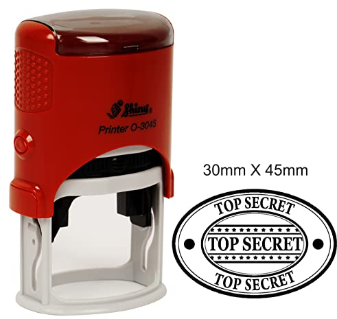 TOP SECRET Personalisierte Texteing Glanzend Selbstfarber Oval - Stempel 30mm x 45mm