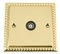 TV Coaxial Aerial Socket Single 1 Gang - Polished Mirror Brass Georgian - Black Insert