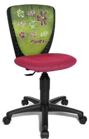 Topstar Nic 70570JD4 Blumen Kinderschreibtischstuhl, Drehstuhl, schwarz/rosa