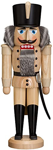 Seiffener Volkskunst | Nussknacker aus dem Erzgebirge | Husar mit Säbel 37 cm | Nussknacker Deko Figur | Original Erzgebirgische Volkskunst | 11202/8 | Natur