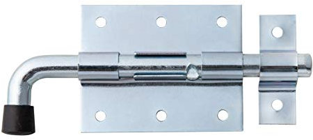 Alberts 863500 Bolzenriegel | mit rundem Griff und befestigter Schlaufe | galvanisch blau verzinkt | Platte 80 x 66 mm | Bolzen-Ø 11,5 mm | Gesamtlänge 143 mm | 10er Set