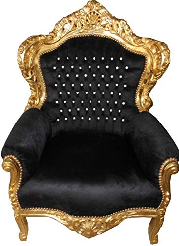 Casa Padrino Barock Sessel 'King' Schwarz/Gold mit Bling Bling Glitzersteinen