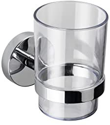 Croydex Toothbrush Holder Wall Mounted, Durable Zinc Alloy Bathroom Accessory, Clear Plastic Tumbler, Chrome Finish, Flexi-Fix Accessories, Easy Fit, Screw or Glue Installation, All Fixings Included