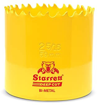 Starrett Deep Cut Hole Saw - DCH0256 Heavy Duty Bi-Metal with Extra Cobalt HSS Teeth - For Metals Wood Cast Iron Fibreglass Plastic Materials - 59mm