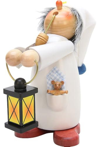 Christian Ulbricht Räuchermännchen Schlafmütze Laternenträger, Traditionelle Weihnachtsdeko aus dem Erzgebirge, Holz, Mehrere Farben, Lackiert, Tischplatte, Weihnachtsschmuck