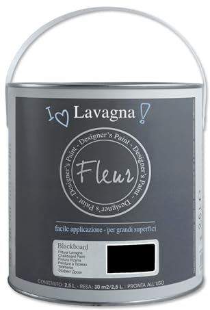 FLEUR DESIGNER'S PAINT | Pittura Effetto Lavagna, 2,5 litri, F77 Blackboard, Base Acqua, Trasforma Qualsiasi Superficie in una Lavagna su cui Scrivere con il Gesso.