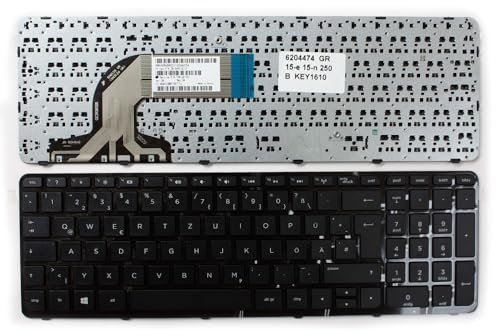 Keyboards4Laptops Alemán Marco Negro Brillante Negro Teclado de Repuesto para Ordenador portátil Compatible con HP Pavilion 15-E078NR