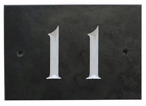 The House Nameplate Company Slate House Number, Charcoal Grey,Number 11