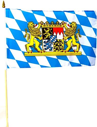 Stockflagge/Stockfahne Bayern mit Löwen Flagge/Fahne ca. 30 x 45 cm mit ca. 60cm Stab/Stock