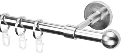 Ventanara® Gardinenstange 120 cm 1 läufig 16 mm mit Endstücken Kugel inklusive 12 Ringen Wand und Deckenmontage