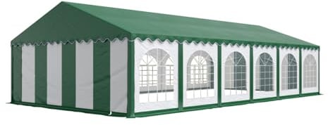 Festzelt Partyzelt 6x12 m Premium, hochwertige PVC Plane 750 N mit grünem Dach 100% wasserdicht mit Bodenrahmen