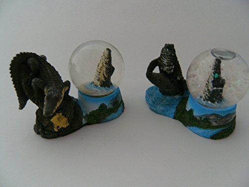 Unbekannt Schneekugeln Glitzerkugeln Krokodile, 2erSet, 8 cm, Schneekugel Glitzerkugel Krokodil Tiere