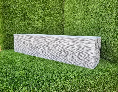 AnaParra Jardinera Rectangular Moderna en hormigón aligerado para Exterior Rectangular Pacífico 80X17X19cm. Arlequin Gris