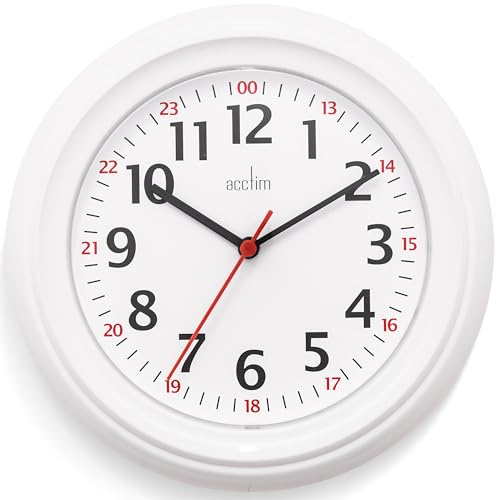 Acctim Wexham 24 Hour Plastic Wall Clock, White, Pack of 1