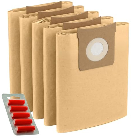 SPARES2GO Strong Dust Bags for Titan 16L 20L 30L 40L Vacuum Cleaners (Pack of 5 + 5 Fresheners)