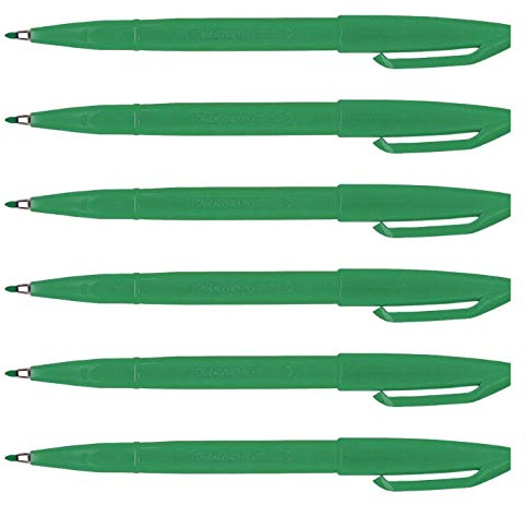 Pentel Set 6 Stifte Filz Sign Pen S 520, Grün