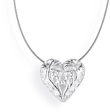 Drachenfels Kleiner Herz-Anhänger in Echtsilber/Kollektion Arsen & Spitzenhäubchen/Herz Anhänger aus 925 Sterlingsilber für Damen/D AS 36/AG