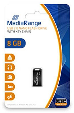 MediaRange MR920 Nano USB Stick 8GB USB 2.0 black | Plug & Play | for Windows, macOS & Linux