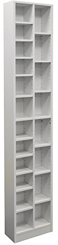 WATSONS BLOCK - Tall Sleek 360 CD / 160 DVD Media Storage Tower Shelves - White