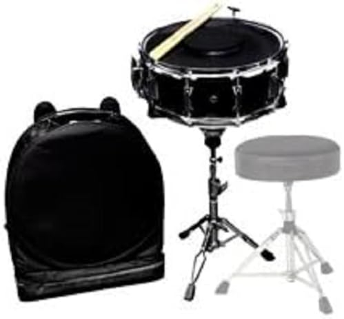 Caisse claire Starter Set 14x5.5 fût peuplier rhodoïde noir, un étage téléscopique, housse sac à dos, caoutchouc sourdine et une paire de baguettes