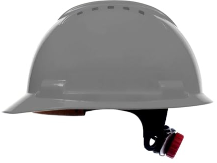 Stenso BBU Bauhelm SP200T Schutzhelm Bauarbeiterhelm - EN 397 Zertifiziert, Leicht & Belüftet, HDPE, 4-Punkt-Befestigung, Kurzes Visier, Schraubenverstellung, 348g, Zubehör-Öffnungen Grau x 1