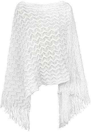 MyBeautyworld24 Damen Poncho Winter Schal warm für Frauen Geschenk Farbe weiss