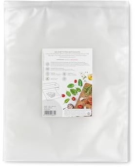 Magic Vac, 50 Bolsas de Envasado al Vacío 30x40cm, Aptas para Congelador, Frigorífico, Descongelar en Microondas, Hervir, Cocinar al Vacío en Horno o al Vapor, Sin Etiqueta, Made in Italy