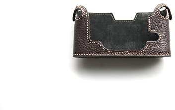 Funper Handmade Genuine Real Leather Half Camera Case Bag Cover for Canon AE-1 Dark Brown