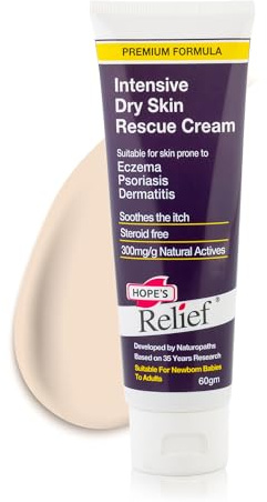 Hope's Relief, Eczema Cream for Skin Prone to Dermatitis and Psoriasis, Intensive Dry Skin Rescue Cream with Manuka Honey and Aloe Vera for Adults and Children, 60g Tube