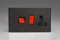XDL45PBS Varilight Flat Plate Screwless Jet Black 45A Cooker Switch & Plug Socket Black Inserts