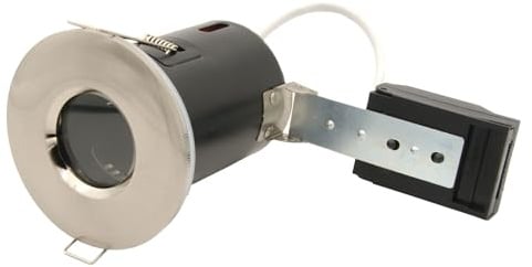 Leyton Lighting LLSFR-D-BN-GU GU10 Fixed Downlight, IP65, 87mm, Brushed Nickel, IC, Loop in/Out