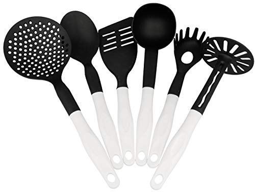 Lantelme 6 teiliges Küchenutensilien Set in Weiß Schwarz | Hitzebeständige Küchenhelfer für beschichtete Pfannen Töpfe | Kochutensilien Spülmaschinengeeignet Langlebig Perfekt für Hobby Profiköche