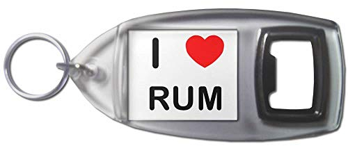 I Love Heart Rum - Plastic Bottle Opener Key Ring