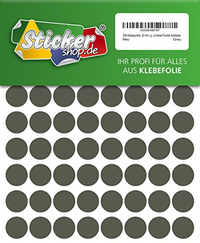 288 Klebepunkte, 20 mm, grau, aus PVC Folie, wetterfest, Markierungspunkte Kreise Punkte Aufkleber