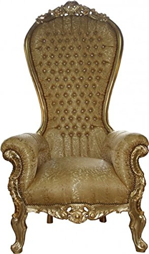 Casa Padrino Barock Thron Sessel Majestic Gold Muster/Gold mit Bling Bling Glitzersteinen - Riesensessel -Thron Stuhl Tron