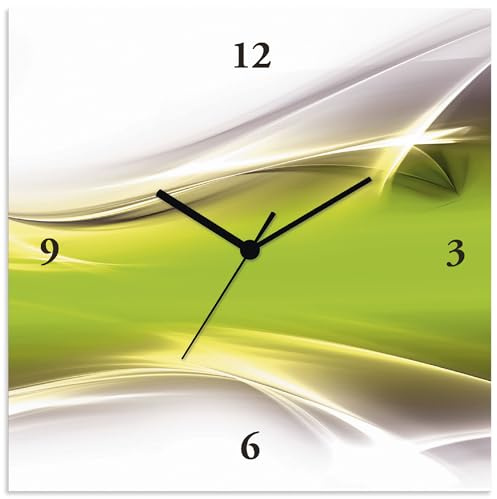 ARTLAND Wanduhr ohne Tickgeräusche Alu Quarzuhr 30x30 cm Quadratisch Lautlos Design Abstrakt Kunst Modern Ausgefallen Kreativ T9HZ