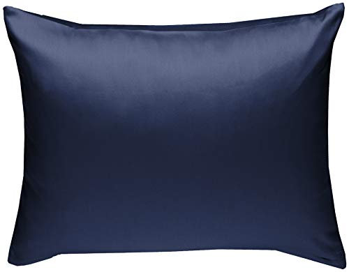 Mako-Satin Baumwollsatin Bettwäsche Uni einfarbig zum Kombinieren (Kissenbezug 70 cm x 90 cm, Dunkelblau)
