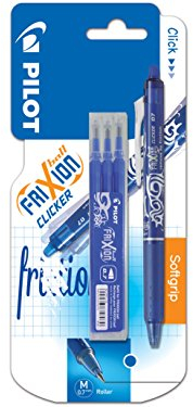 Pilot FriXion Clicker Tintenroller Geltinte Kugelspitze radierbar inkl. 3 Ersatzminen blau