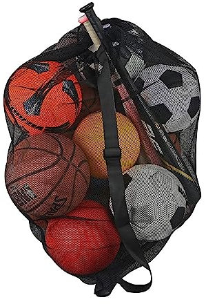 Keeble Outlets Mesh Bags - Heavy Duty Mesh Drawstring Bag with Adjustable Shoulder Strap - Ball Bags for Football, Volleyball, Basketball, Camping and Swimming Gear (30” X 40”)
