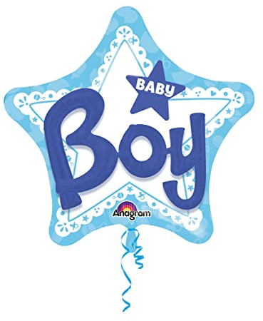 Blue Star Foil Balloon with Baby Boy Design - 1 Pc.