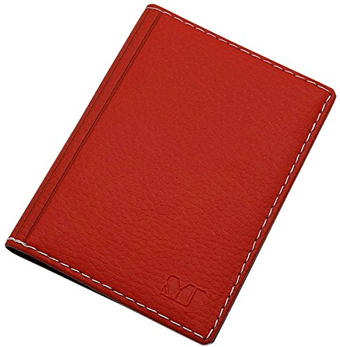 myledershop Élégante Pochette de Carte d'identité et Porte Carte de crédit 12 Compartiments MJ-Design-Germany Made in UE en diverses Couleurs et Designs (Désign 2 / Rouge)