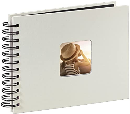 Hama Fotoalbum 24x17 cm (Spiral-Album mit 50 schwarzen Seiten, Fotobuch mit Pergamin-Trennblättern, Album zum Einkleben und Selbstgestalten) kreide